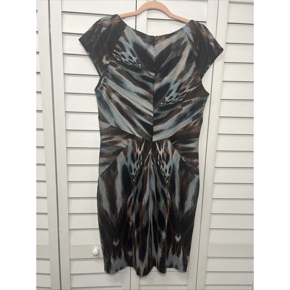 Calvin Klein Abstract Animal Print Cap Sleeve Knit Sheath Dress Women's Size 12 - Picture 7 of 8
